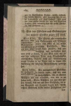III. Von den Pflichten und Gesinnungen der wahren Christen gegen sich selbst.
