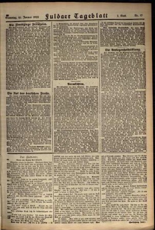 Zweite Ausgabe vom Samstag, den 21. Januar 1922.