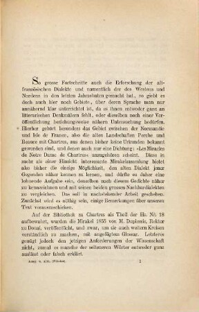 Sprachliche Reimuntersuchung der Miracles de Nostre Dame de Chartres des Mestre Jehan LeMarchant