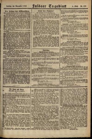 Zweite Ausgabe vom Freitag, den 26. November 1920.