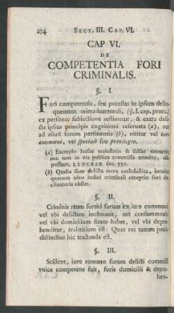 Cap. VI. De Competentia Fori Criminalis