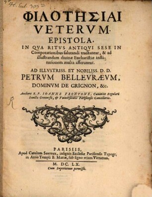 Philotēsiai veterum : Epistola in qua ritus antiqui sese in compotationibus salutandi tractantur