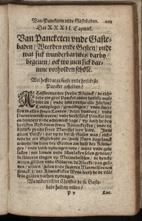 Dat XXXII. Capittel. Van Pancketen unde Gastebaden, Weerden unde Gesten, unde was sick wunderbarlikes darby begeven, ock wo men sick darinne vorholden schole.