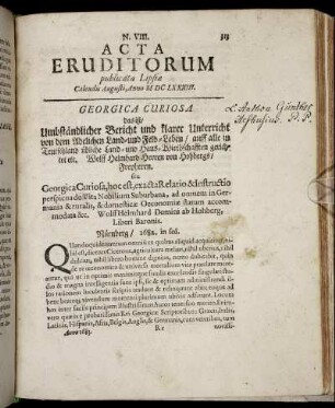 N. VIII. [...] Calendis Augusti, Anno M DC LXXXIII.