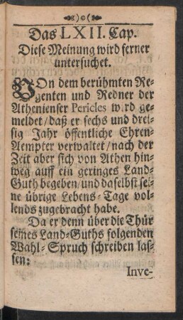 Das LXII. [LXI.] Cap. Diese Meinung wird ferner untersuchet
