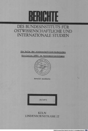 Die Rolle der wissenschaftlich-technischen Revolution (WTR) im Marxismus-Leninismus