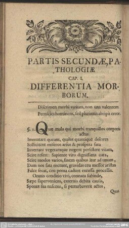 Partis Secundae, Pathologiae