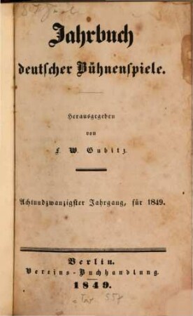 Jahrbuch deutscher Bühnenspiele. 28. 1849
