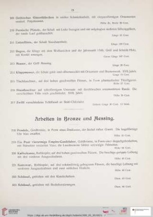 Arbeiten in Bronze und Messing (Nr. 218 - 266)