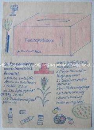 Handschriftliche Abrechnung der Wettbewerbsergebnisse einer Pionierfreundschaft anlässlich des 65. Geburtstag von Otto Grotewohl