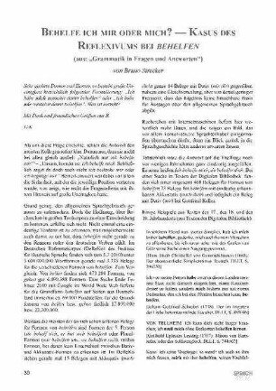 Behelfe ich mir oder mich? - Kasus des Reflexivums bei behelfen