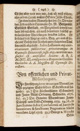II. Von offentlichen und Privat-Bibliothequen.