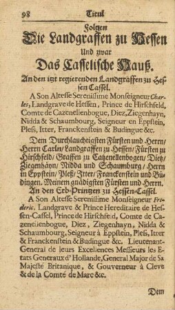 Das Casselische Hauß