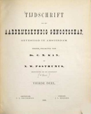 Tijdschrift van het Koninklijk Nederlandsch Aardrijkskundig Genootschap, Amsterdam. 4. 1880