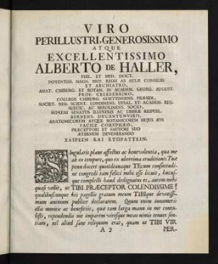 3-4, Viro perillustri, generosissimo atque excellentissimo Alberto de Haller...