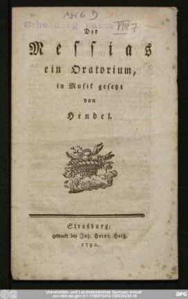 Der Messias : ein Oratorium