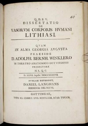 Dissertatio De Vasorum Corporis Humani Lithiasi