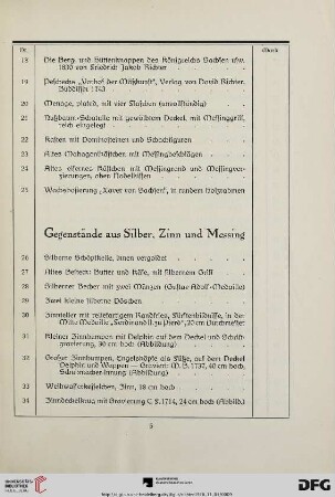 Gegenstände aus Silber, Zinn, Messing (Nr. 26-55)