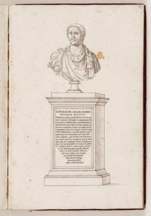 Bildnisbüste des gallischen Kaisers Marcus Aurelius Marius, in: Series continuata omnium Imperatorum [...], Bd. 1, Bl. 85