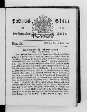 Num. 16, Ausgabe vom 19. April 1820