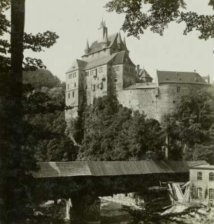 Kriebstein, gedeckte Brücke über Zschopau