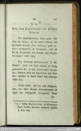 § 8. Von dem Eigenthume der wilden Bienen