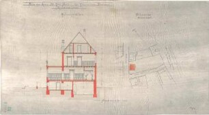 Fischer, Theodor; Würzburg; Haus Dr. Seifert - Lageplan, Querschnitt