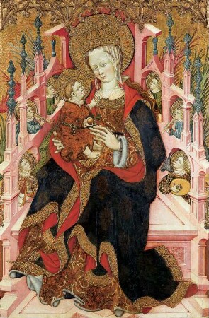 Thronende Madonna mit Kind und musizierenden Engeln