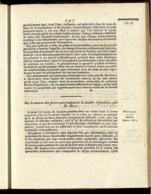 Sur la nature des forces qui produisent la double réfraction