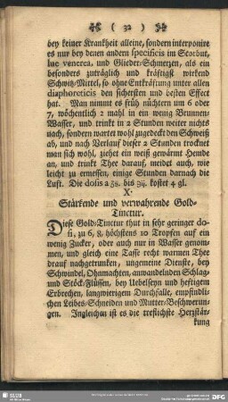 X. Stärkende und verwahrende Gold-Tinctur