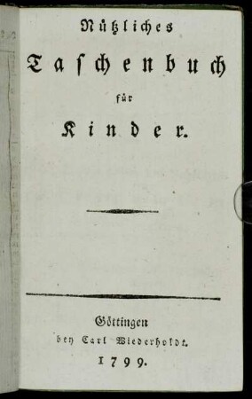 1799: Nützliches Taschenbuch für Kinder