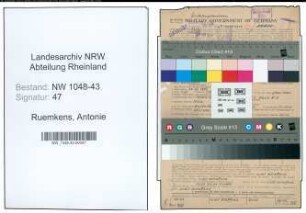 Entnazifizierung Antonie Ruemkens , geb. 27.10.1899 ()