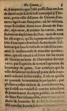 Histoire de la miraculeuse Delivrance enuoyée de Dieu à la Ville De Genève