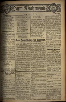 Dritte Ausgabe vom Sonntag, den 14. September 1930.