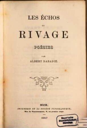 Les échos du rivage, poésies
