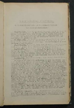 I. Denkwürdige Vorfälle.
