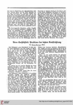 N.F. 7.1927 S. 194-195: Neue Sachlichkeit : Probleme der letzten Kunstrichtung$nElektronische Ressource