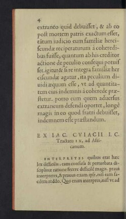 Ex Iac. Cuiacii I.C. tractatu IX, ad Africanum.