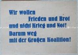 Beidseitig bedrucker Handzettel aus der DDR zur Verbreitung in Berlin (West) für die Aktionseinheit der Arbeiterklasse und einen Friedensvertrag