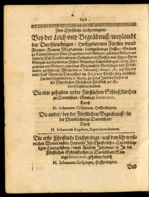 Die erste Christliche Leichpredigt ...