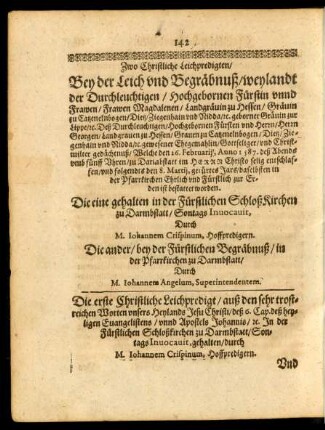 Die erste Christliche Leichpredigt ...
