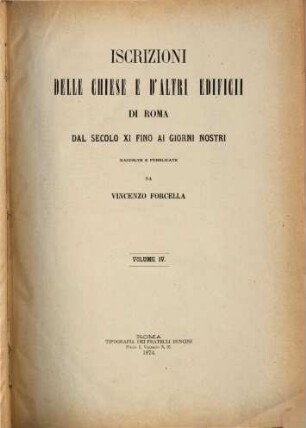 Iscrizioni delle chiese e d'altri edificii di Roma dal secolo XI fino ai giorni nostri, 4