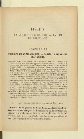 Livre V La Guerre de cent ans. - La fin du moyen age