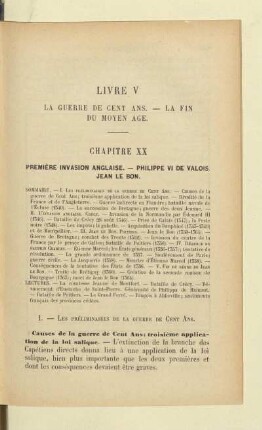 Livre V La Guerre de cent ans. - La fin du moyen age
