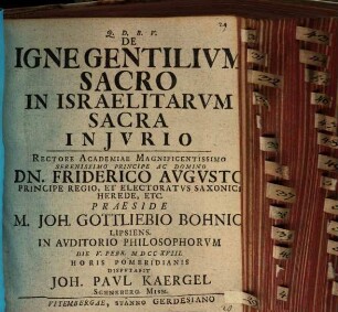 De igne gentilium sacro in Israelitarum sacra iniurio