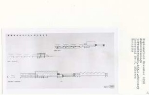 Bahnhofsanlage (Diplomarbeit bei Kurt Dübbers): Halle, Restauration, Gesamtanlage, Schnitte 1:200