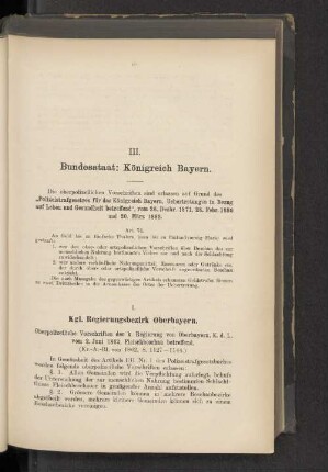 III. Bundesstaat: Königreich Bayern.