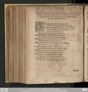 In Honorem Astrologicae Et Gratiarum Victorini Schönfeldt, praestantissimi Astrologi & compatris sui observandi, contra calumniatores Astrologiae; Rudolphus Goclenius, sumta occasione ex 5. Iudicium & magni cuiusdam Theologi interpretatione faciebat.