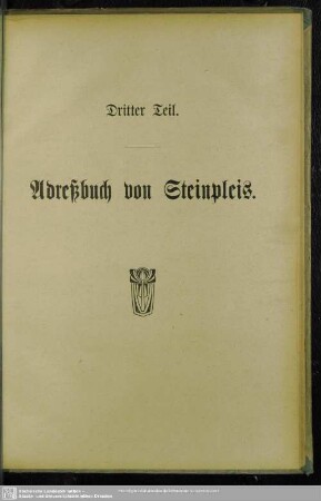 Dritter Teil. Adressbuch von Steinpleis