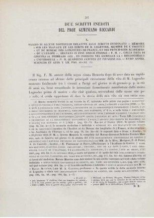 Due scritti inediti del Prof. Geminiano Riccardi.